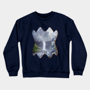 UFO on waterfall and a woman UFO Crewneck Sweatshirt